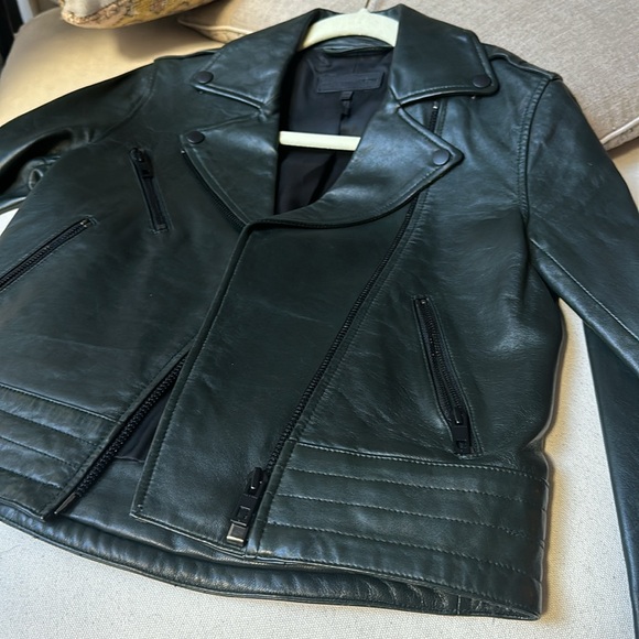Rag & Bone Dark Green Leather Jacket - Picture 9 of 9